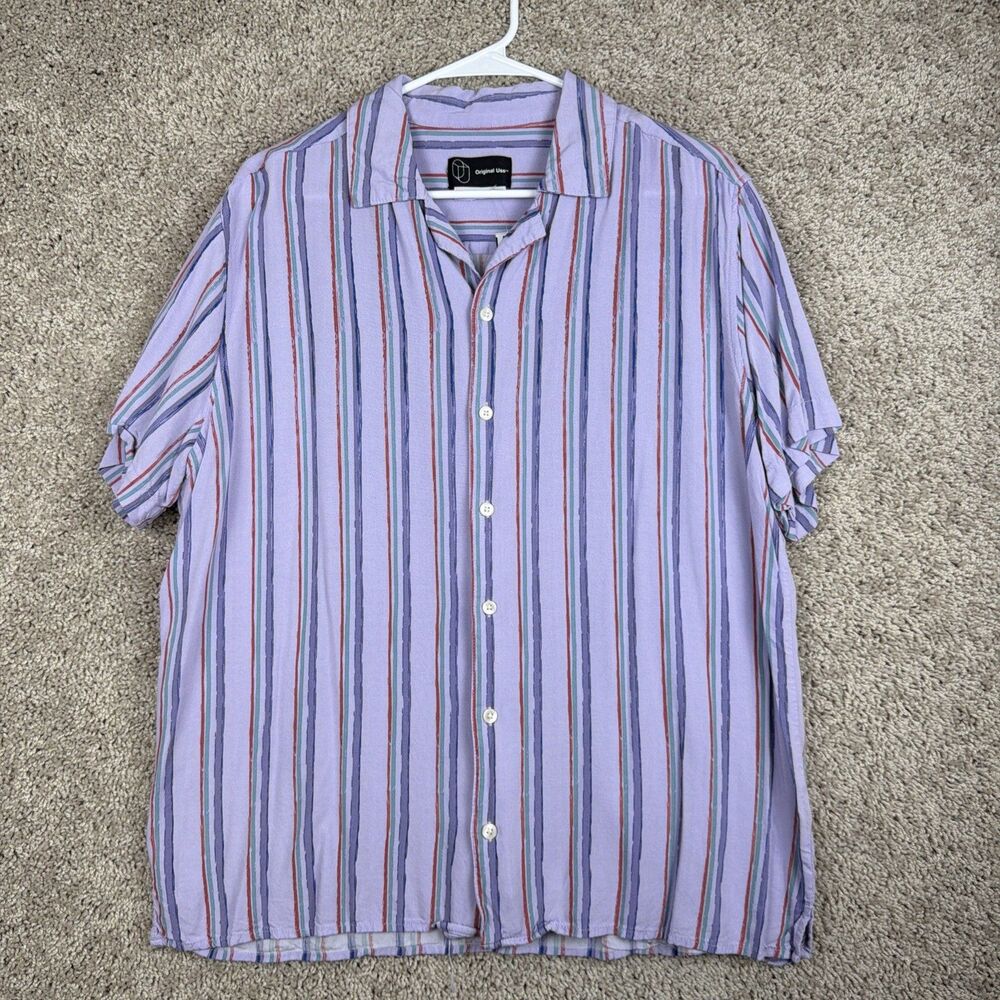 Original Use Purple Striped Button Up Casual Shirt Size Large